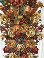 Printed Linen Tablecloth AUTUMN HARVEST FALL PUMPKIN Vibrant Colors