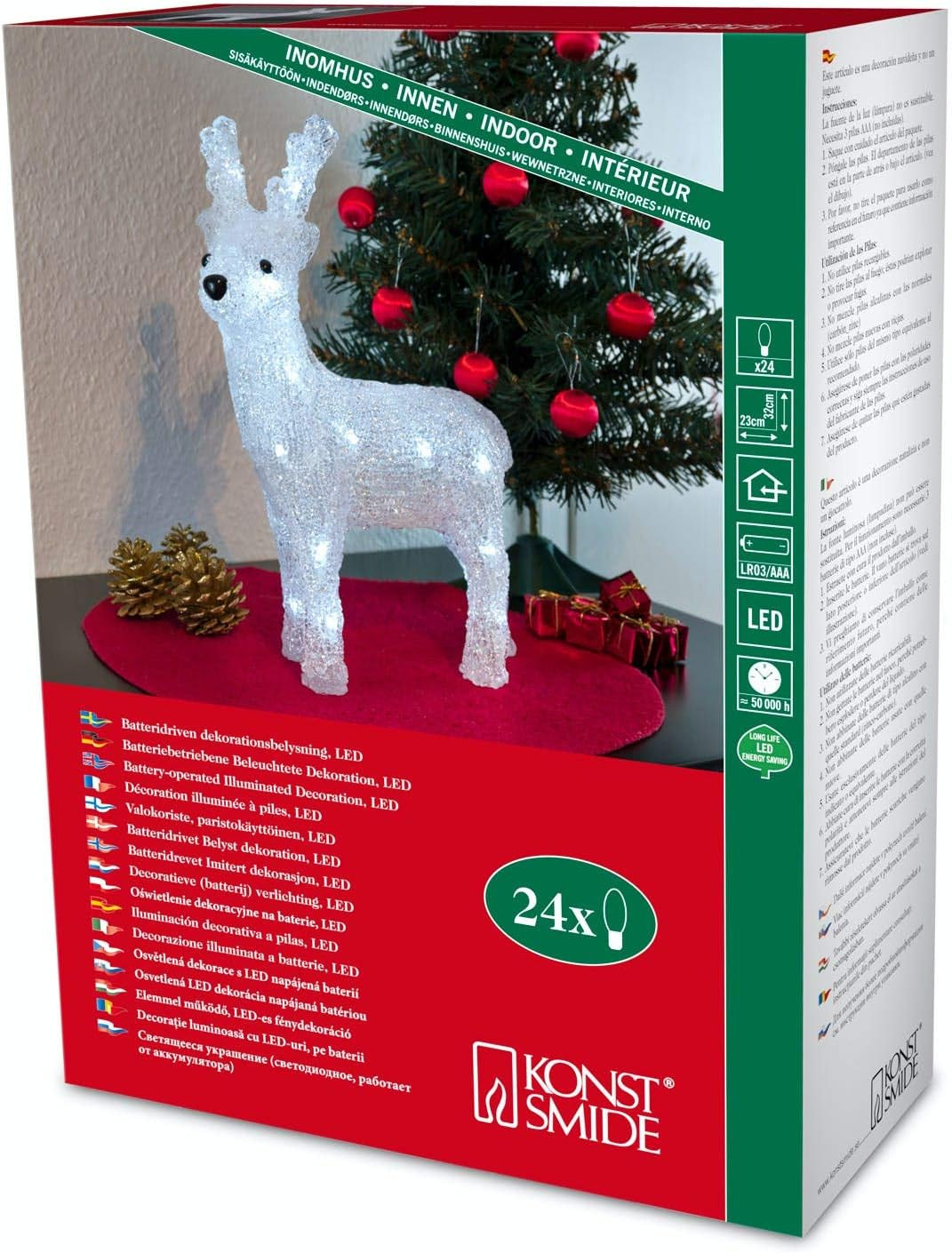 Renna Luminosa Natale 24 LED Bianco Freddo Konstsmide Batteria