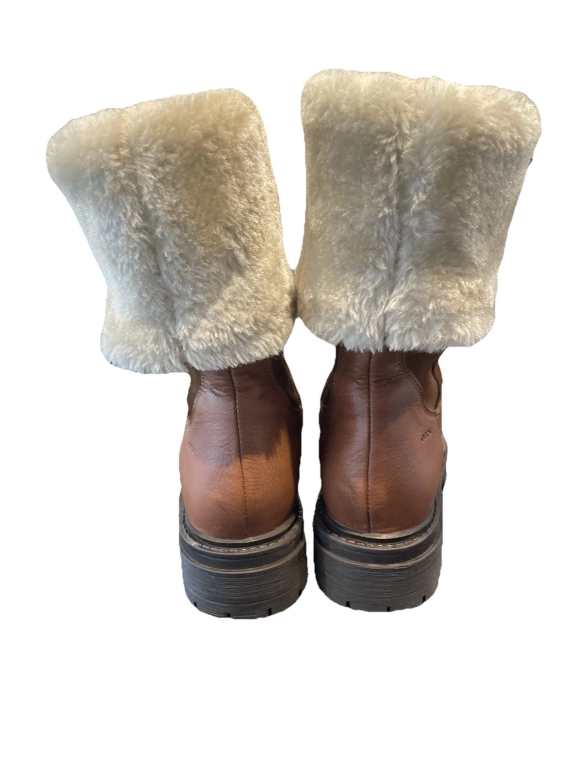 Geox Iridea Girls Women’s Leather Zipped Warm Boots UK 2.5 EU 35 Cognac RRP £77 image 4