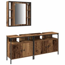 Bathroom Cabinet Set 3 Piece Vanity Unit Sink Cupboard Engineered Wood vidaXL
