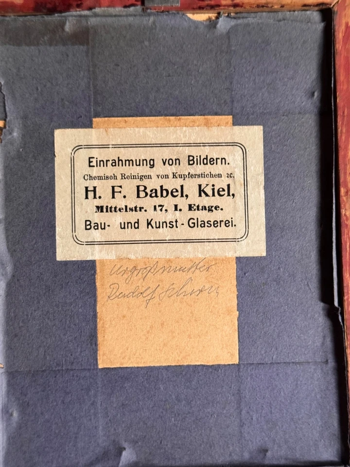 Altes Foto strickende Großmutter Oma gerahmt H.F. Babel Kiel um 1900 - Bild 4 von 4