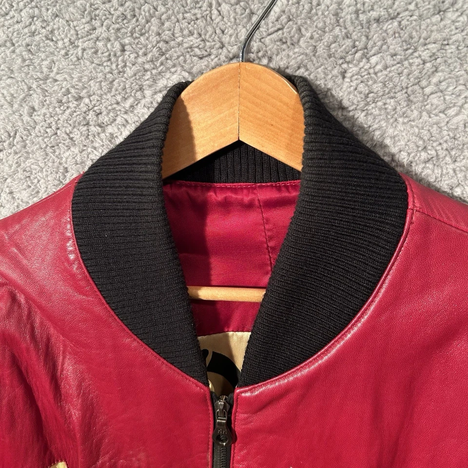 Michael Hoban North Beach Leather Burning Castle Bomber Jacket Men's 46 - Image 3 of 4