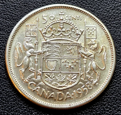 1958 Canada Silver 50-Cent Half Dollar Coin - 80% Silver - Great Condition