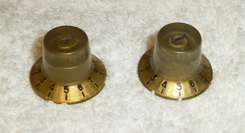 Vintage 1960s 1970s Gold Volume and Tone Knobs Matching Set for Univox Guyatone