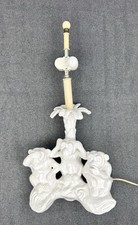 Vintage Italian White Monkey Lamp Three Wise Monkeys Under Palm Tree 60s