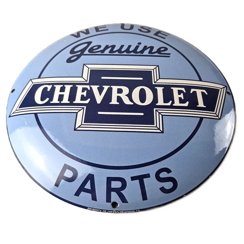 Vintage Chevrolet Sign - Porcelain Button Convex Sales Dealer Gas Oil Pump Sign