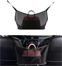 Car Net Pocket Handbag Holder, Organizer Mesh Bag Between Two Seat, Driver Black