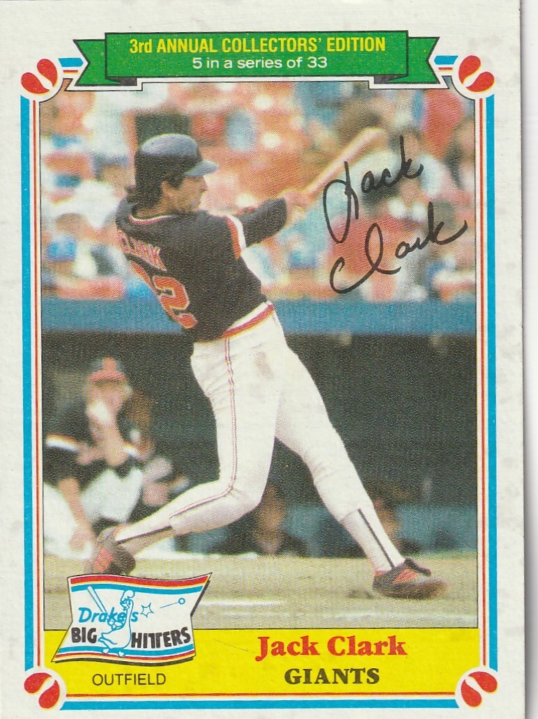 FREE SHIPPING-MINT-1983 Drake's Big Hitters Jack Clark #5 GIANTS