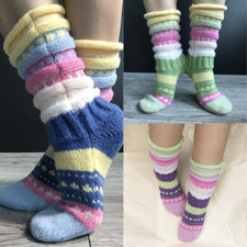 1 Pair Women Mens Socks Winter Jacquard Thread Thick Socks Thermal Heated Indoor