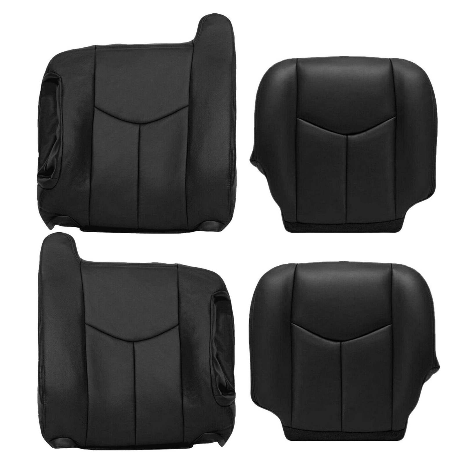 Front Bottom & Top Leather Seat Cover Dark Gray For 20032006 Chevy