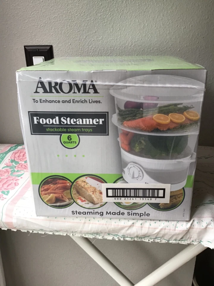 Nuevo vaporizador de alimentos apilable Aroma 6 cuartos blanco 6 cuartos comidas saludables hecho fácil Foto 3 de 4