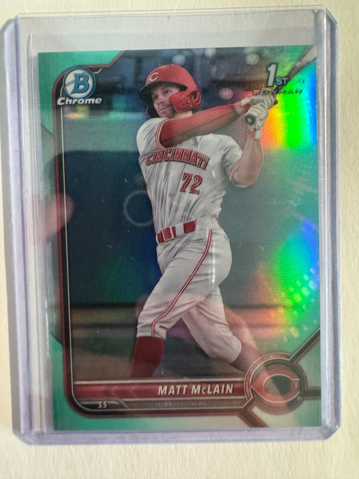 K218,812 - 2022 Bowman Chrome Prospects Aqua Refractors #BCP245 Matt McLain/125