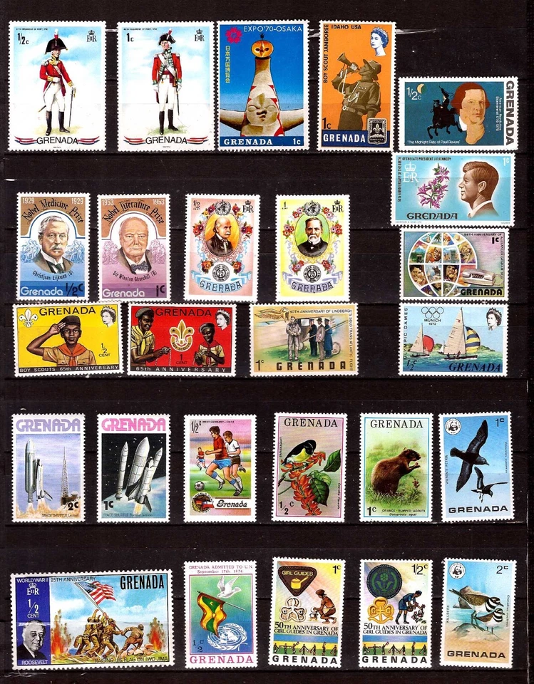 ZY2529 Grenada:26 t.neufs :personnages célèbres, costumes militaires ,oiseaux - Photo 1/1