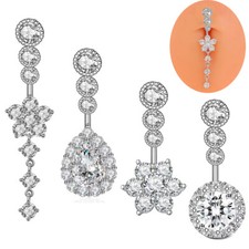 Fashion Crystal Zircon Belly Button Rings For Women Flower Navel Ring Piercing
