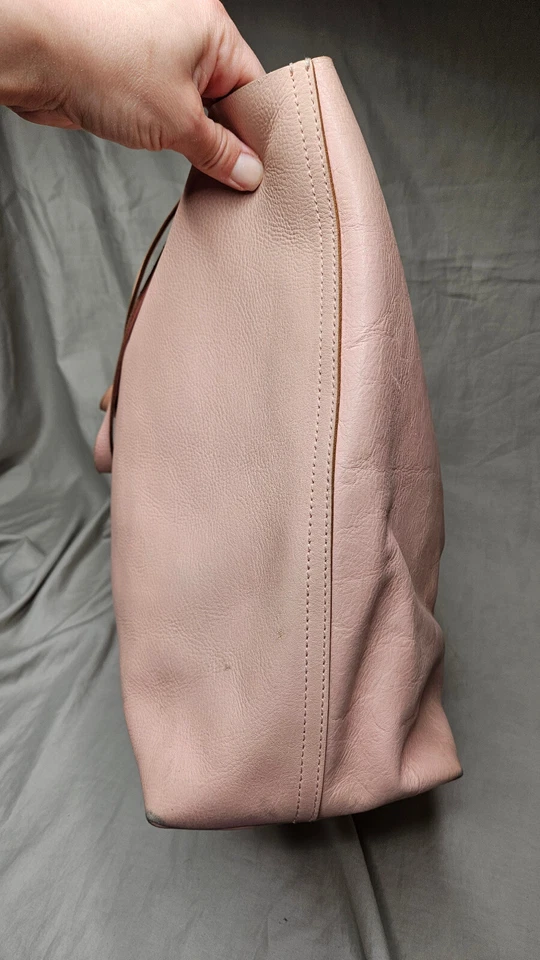Madewell Leather Tote Handbag Light Rose Pink Large Work School Bag Purse Travel - Image 3 of 4
