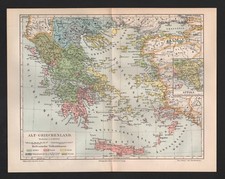 Mapa mapa 1895: Antigua Grecia. Ática. Europa Atenas Egeo