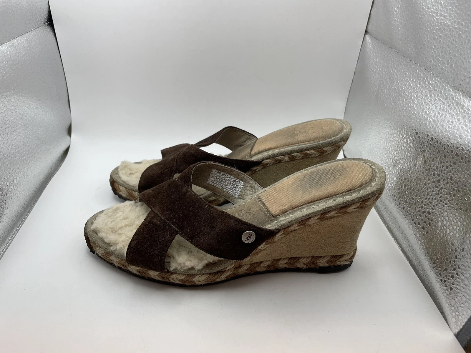 UGG Australia Margot 1689 sandali con zeppa slide tacchi scarpe in pelle donna ~ 8 M