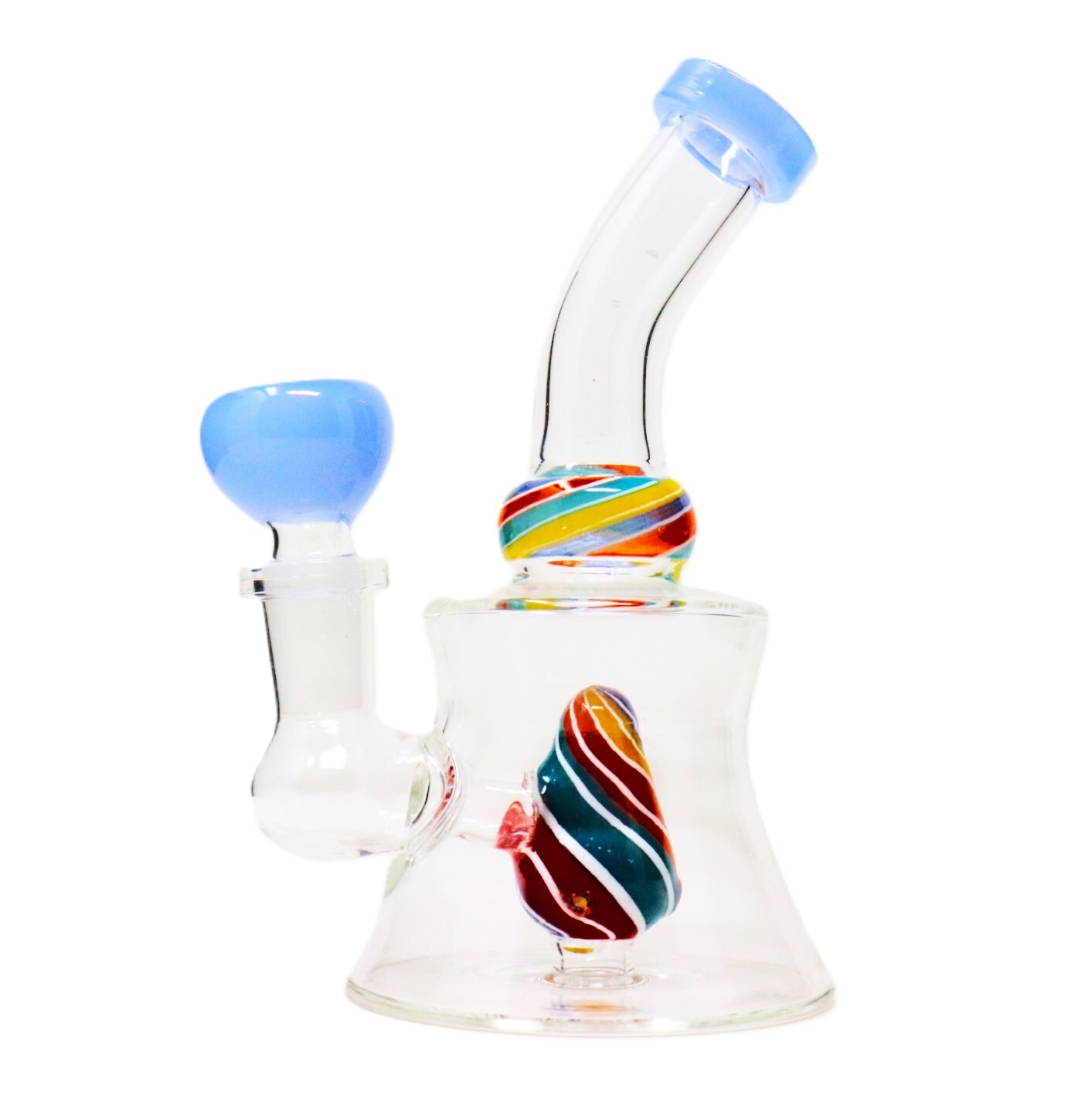 6" Blue Rainbow Cone Beaker Glass Bong Pipe Tobacco Smoking Water Pipes R2