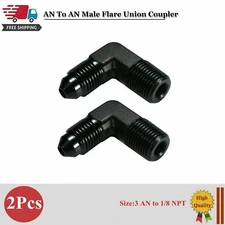2Pcs -3 AN to 1/8 NPT Fitting Black Male 90 Degree Elbow Adapter For Fuel System