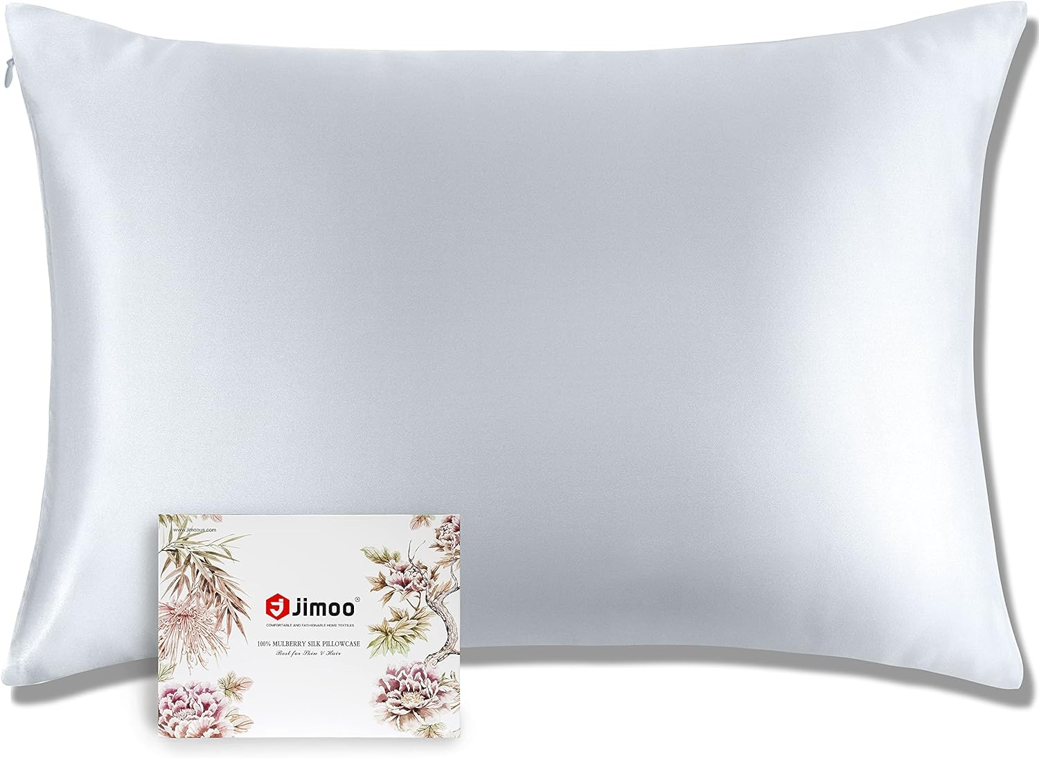 100% Pure Mulberry Silk Pillowcase 19 Momme Standard 20''×26'', Silver Grey 1 Pa