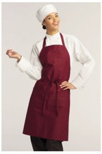 Bib Apron, 2 Pockets, Pencil Pocket, Color: Burgundy, Size: 30" W x 34" L - 3004