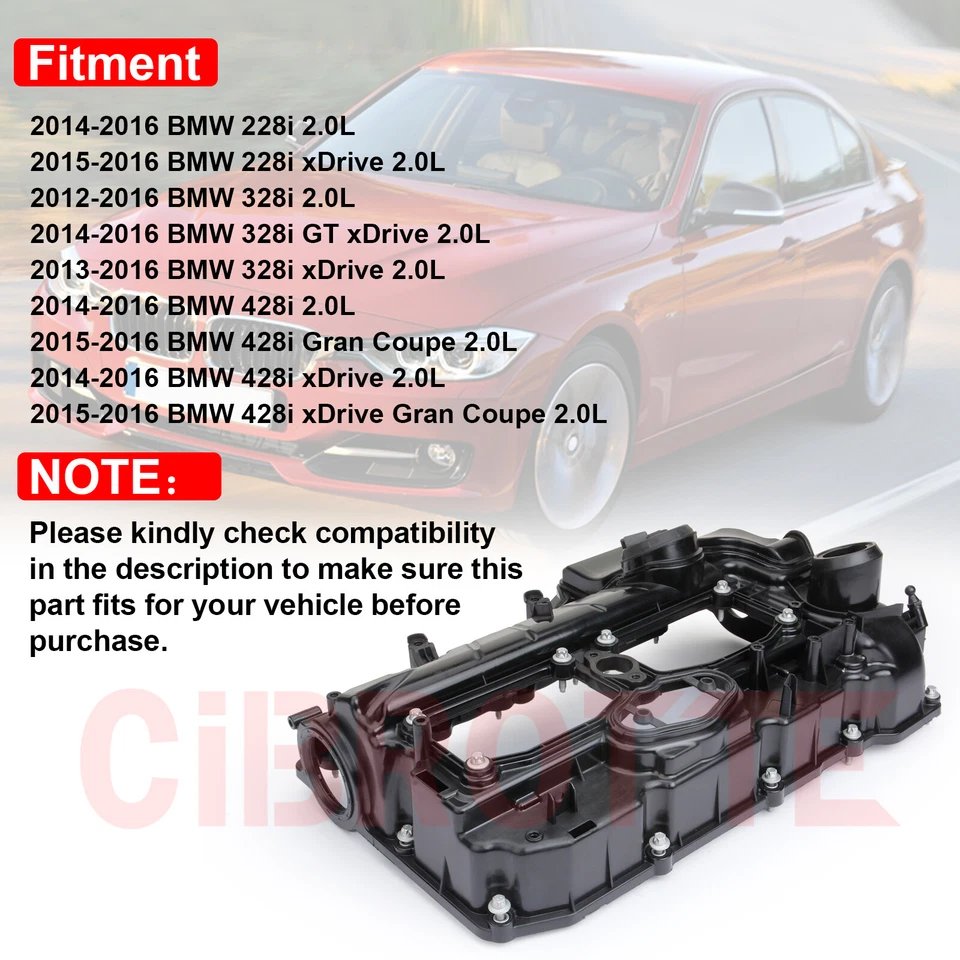 Cubierta de válvula con junta y tapa de aceite para BMW N26 228i 328i 428i xDrive 2012-2016 2,0 L Foto 3 de 4