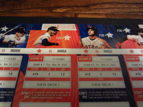 2020 Astros Un Used Season Ticket Stub YOU PICK Game Altuve Verlander PHANTOM - Picture 3 of 4