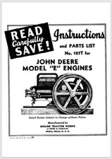 1945 John Deere Instructions Parts Engines No. 107T for Model "E" Engines 8 page