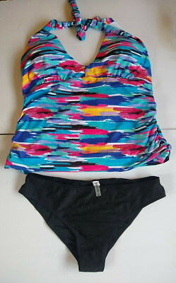 Swimsuit 2-Peice Tankini Womens 3XL Colorful Stripes By Flatter Me New With Tags