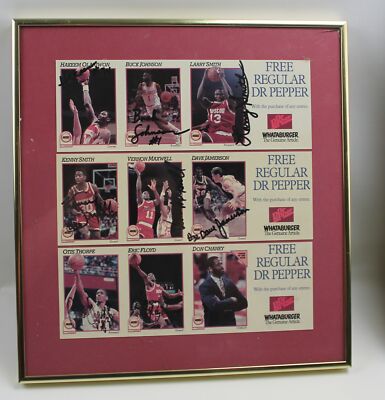 Houston Rockets DR. Pepper Autographed Cards Hakeem, Maxwell Kenny Smith More