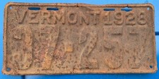 RUSTIC 1928 VERMONT LICENSE PLATE #37257