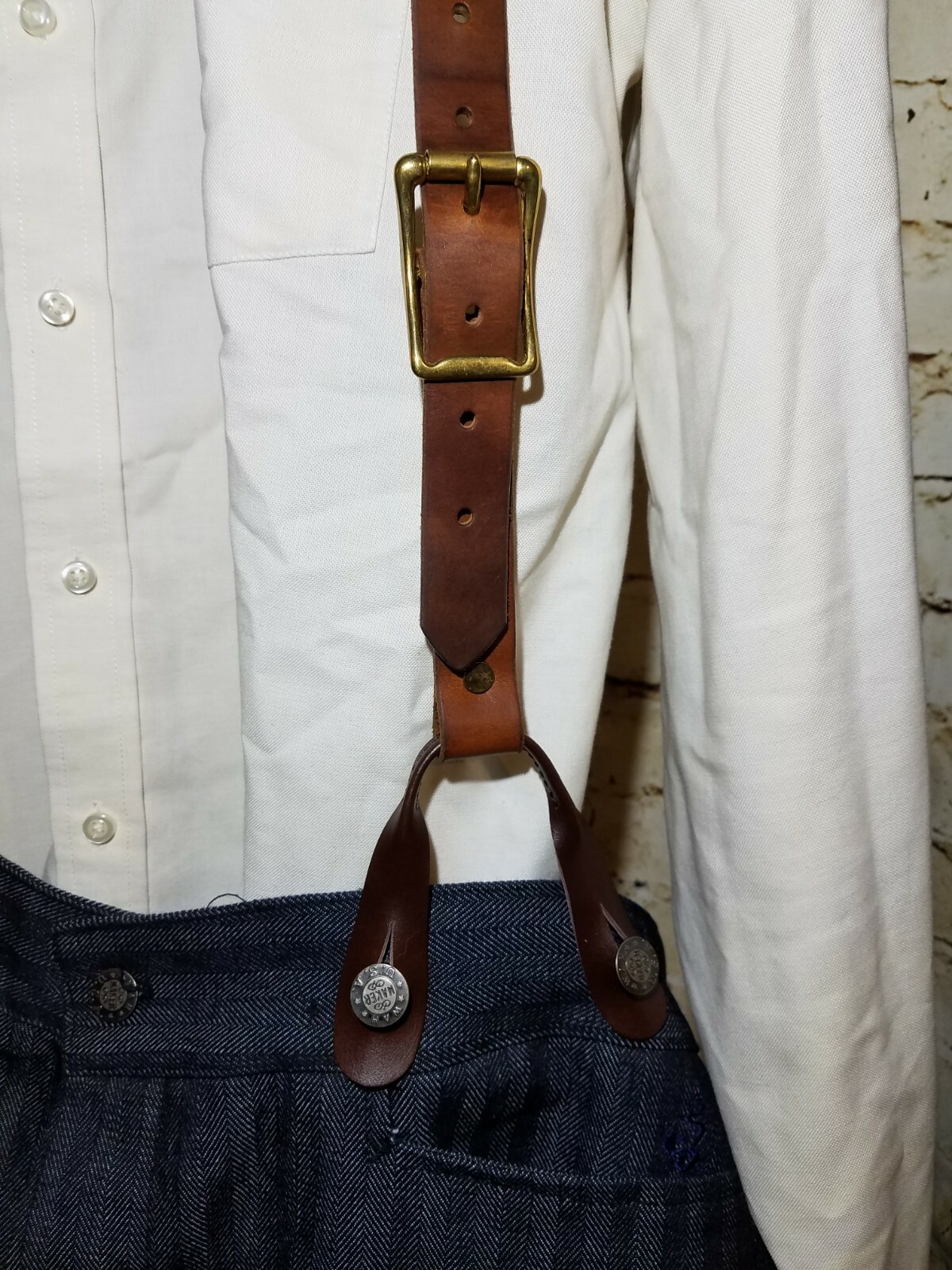 CUSTOM HANDMADE LEATHER SUSPENDERS: MADE TO ORDER: HEAVY DUTY: BUTTON ...