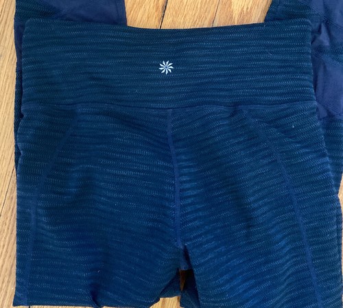 Athleta Jacquard Mantra Capri Mesh Leggings Size XS in Navy Blue - Picture 6 of 7