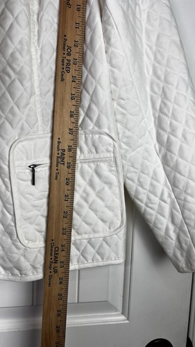 JM Collection Womens Sz L Jacket Ivory Quilted Zip Front Cottage Granny Core - Picture 9 of 11