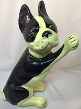 Hubley Boston Terrier Dog Cast Iron Door Stop Door Stay 8.5  Decor Rare-Vtg HTF