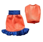 Vintage Barbie Clothes Skirt and Top Orange Blue Polka Dot Trim 2 Piece