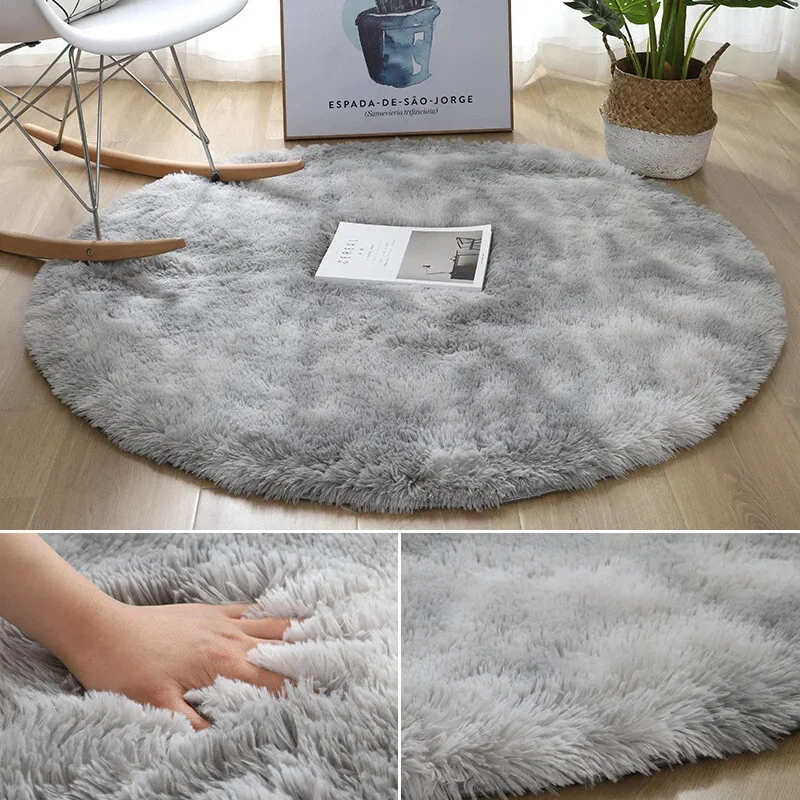 New Soft Plush Round Rug Mat Fluffy White Carpets Living Room Home Bedroom Decor - Image 3 of 4