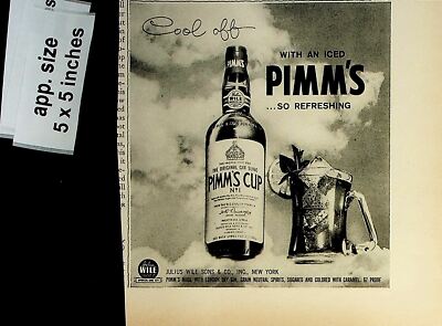 1958 Pimm's Cup So Refreshing Vintage Print Ad 7558