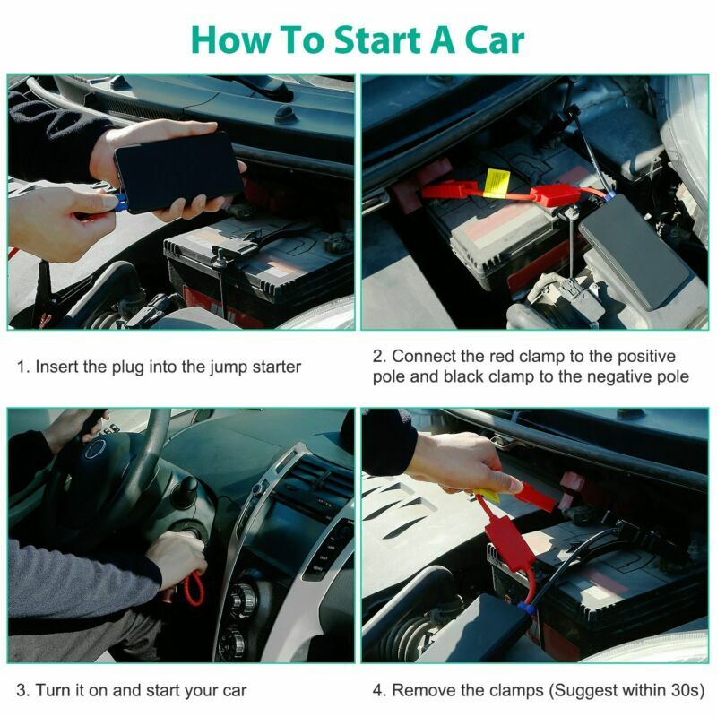 Portable Car Jump Starter Jumper Box Power Bank Battery Charger with LED Lights