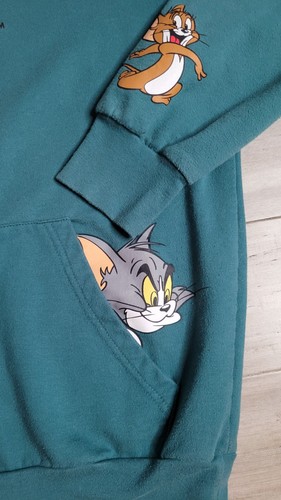RARE Tom And Jerry Graphic Peekaboo Teal Vintage Style Hoodie Unisex Medium - Bild 2 von 7