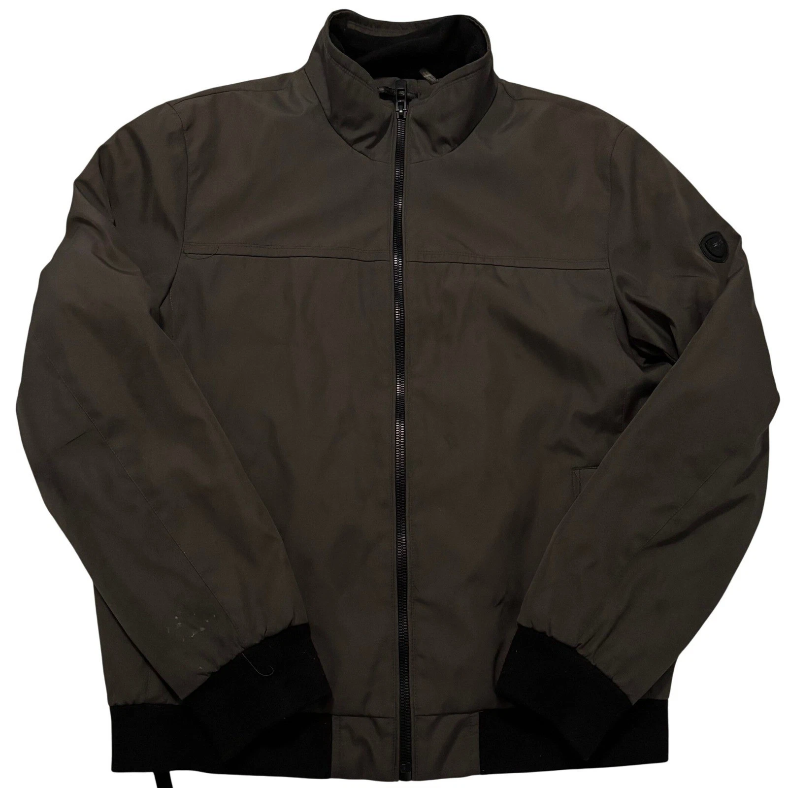Andrew Marc Mens Bomber Jacket Brown Olive Full Zip Quilted Lined Medium