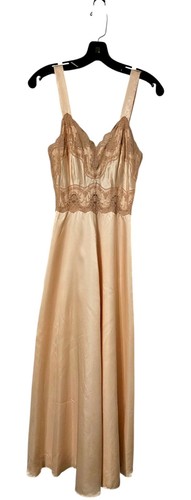 Vintage Cream Satin I. Magnin Long Fitted Nightgown Slip Dress Lingerie - Picture 5 of 17