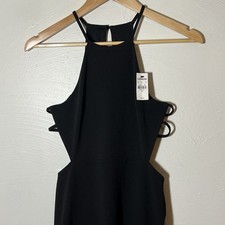 NWT Express Womens Black Sleeveless Cut Out Strappy Party Dress Classic MIDI XS