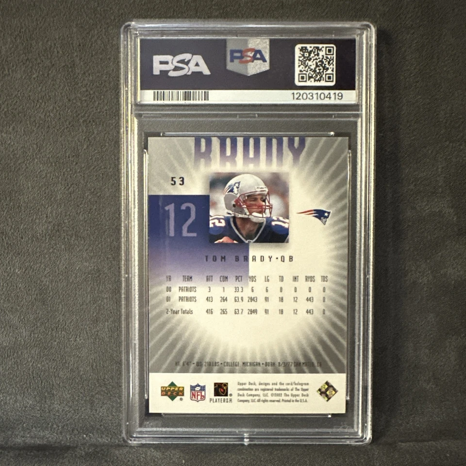 2002 Upper Deck Graded - Tom Brady #53 New England Patriots PSA 8 - Image 2 of 2