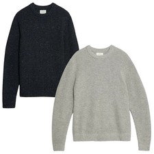 Image of Mens M&S Lambswool Blend Textured Crew Neck Jumper Sizes S - 2XL