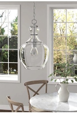 Verona 1-Light Brushed Nickel Pendant with Clear Glass Shade