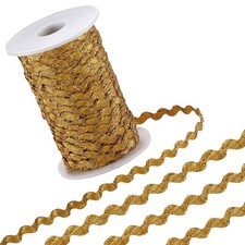 GORGECRAFT 54.6Yds/50m Metallic Rick Rack Trim 0.2"/5mm 5 8.5mm 50m, Gold