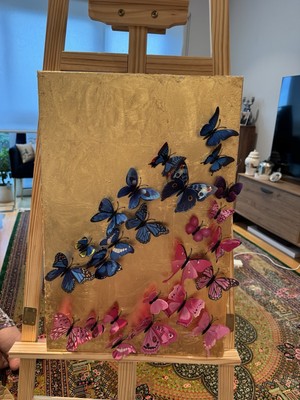 Einzigartige Wanddeko (handgemachte Schmetterling Wandkunst) Leinwand (24k Gold)