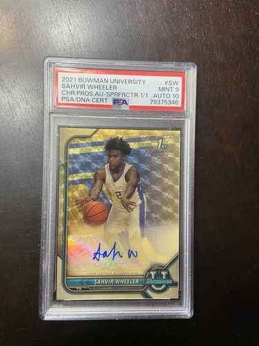 2021 Bowman Chrome U Sahvir Wheeler Superfractor 1/1 Auto PSA 9 10 Kentucky