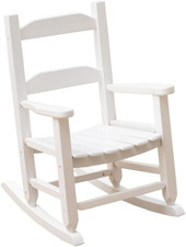 Cozy White Wooden Rocking Chair for Kids Ages 3-6 - Perfect for Playtime 